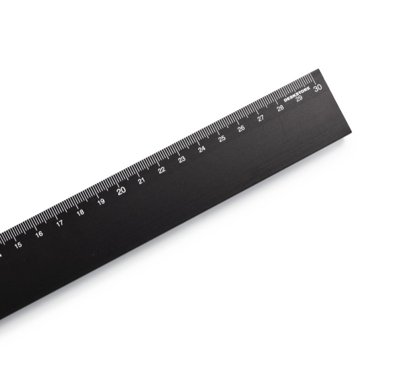 Ruler, Aluminium, 30 cm, DESKSTORE SIZE, Black