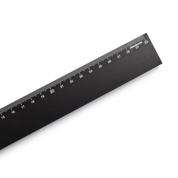 Ruler, Aluminium, 30 cm, DESKSTORE SIZE, Black