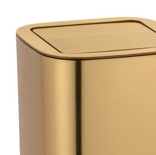 Trash can with swing-lid, 5,5 L, GLOSSY AURON, 17,2 x 17,2 x H 25,5 cm, Gold