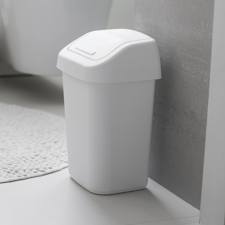 Trashcan with rocker lid, ORTHEX 10 L, Vit
