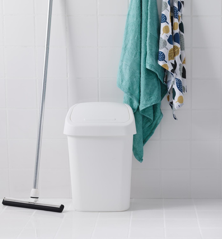 Trashcan with rocker lid, ORTHEX 10 L, Vit