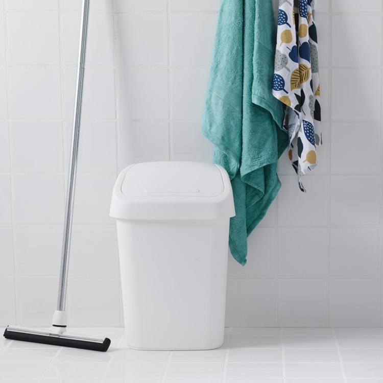 Trashcan with rocker lid, ORTHEX 10 L, Vit