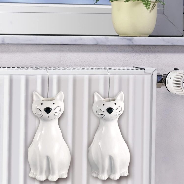 Hanging humidifier, Ceramic, Set of 2, NICE WHITE CATS, White