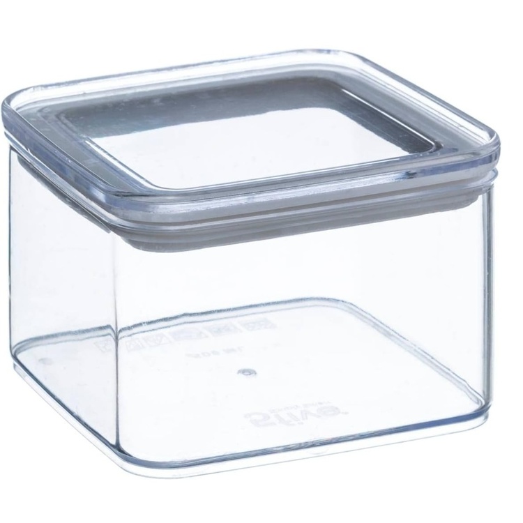 Airtight container, Square, 0,5 L, ESKE SMALL, 10,4 x 10,4 x H 7 cm, Clear / White