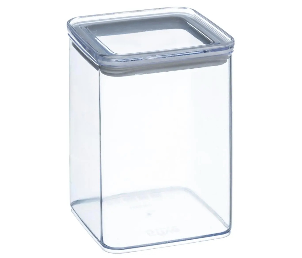 Airtight container, Square, 1 L, ESKE MEDIUM, 10,4 x 10,4 x H 14 cm, Clear / White