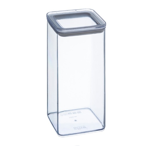 Airtight container, Square, 1,5 L, ESKE LARGE 10,4 x 10,4 x H 20,5 cm, Clear / White