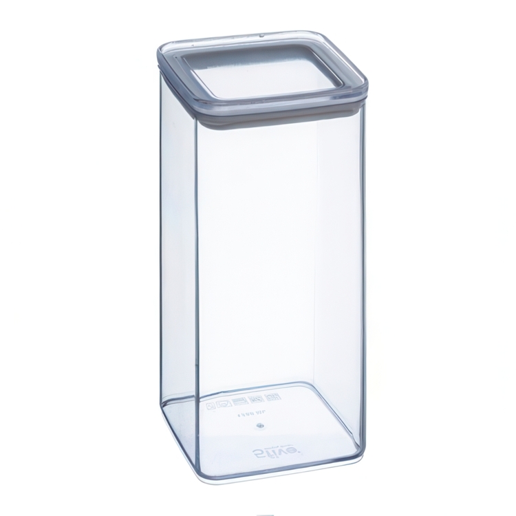 Airtight container, Square, 1,5 L, ESKE LARGE 10,4 x 10,4 x H 20,5 cm, Clear / White