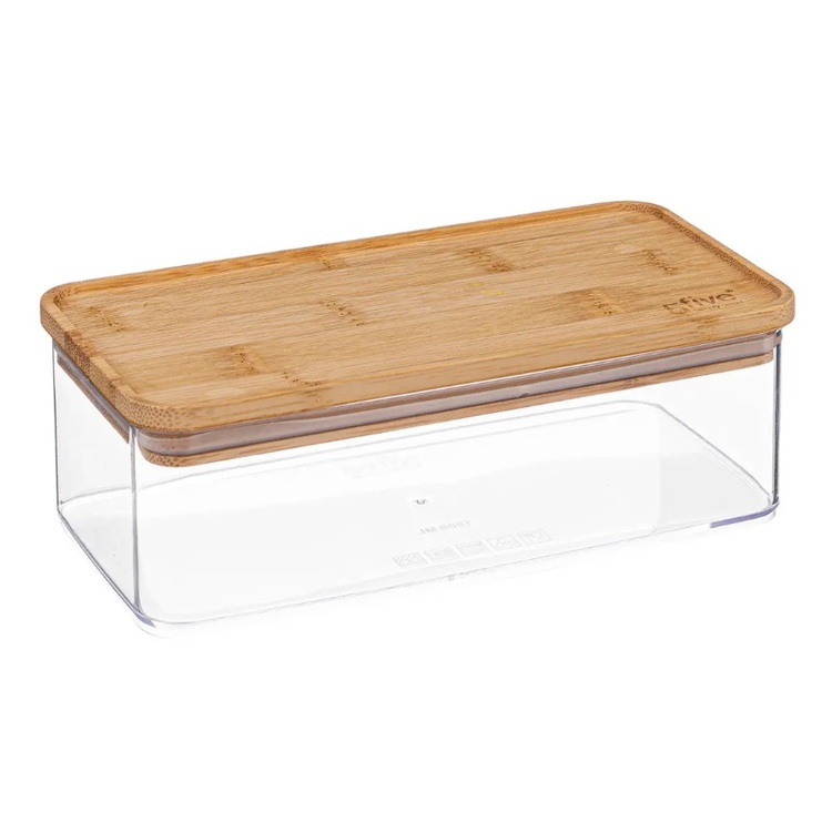 Airtight container, Rectangular, 1 L, ESKE BAMBOO SMALL, 20,4 x 10,4 x H 7 cm, Clear / Nature