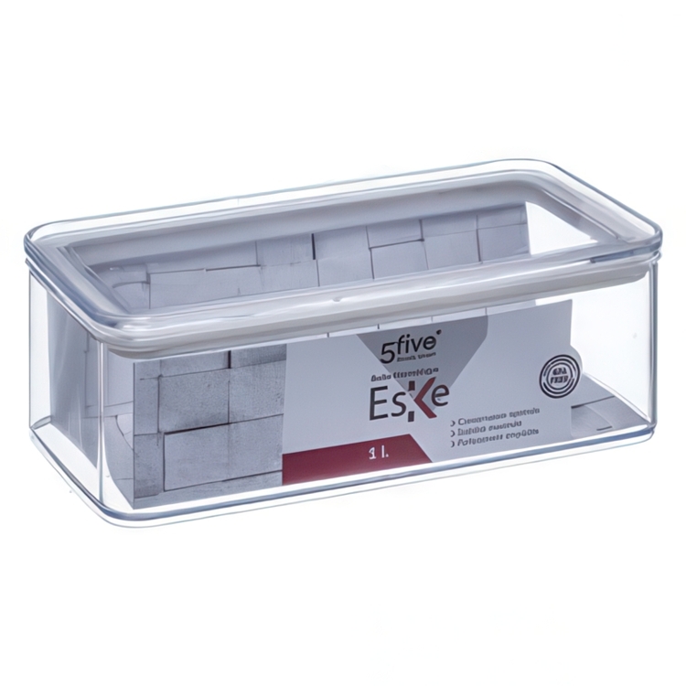 Airtight container, Rectangular, 1 L, ESKE SMALL, 20,4 x 10,4 x H 7 cm, Clear / White