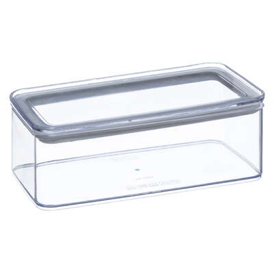 Airtight container, Rectangular, 1 L, ESKE SMALL, 20,4 x 10,4 x H 7 cm, Clear / White