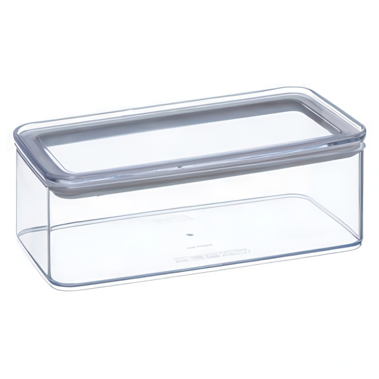 Airtight container, Rectangular, 1 L, ESKE SMALL, 20,4 x 10,4 x H 7 cm, Clear / White