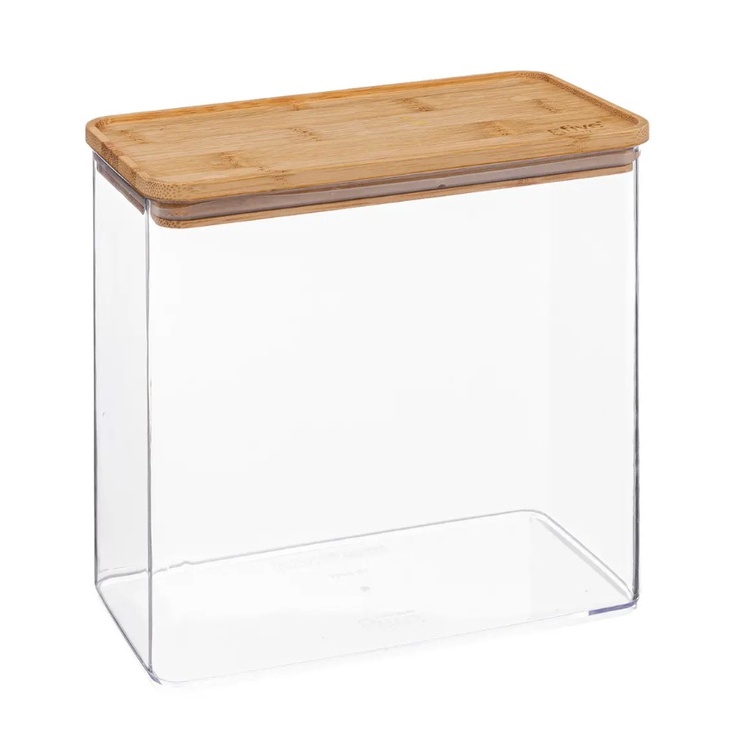 Airtight container, Rectangular, 3 L, ESKE BAMBOO LARGE, 20,4 x 10,4 x H 20,5 cm, Clear / Nature