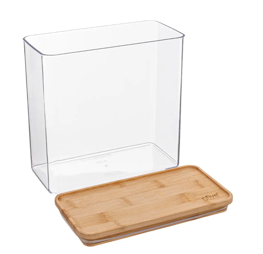 Airtight container, Rectangular, 3 L, ESKE BAMBOO LARGE, 20,4 x 10,4 x H 20,5 cm, Clear / Nature