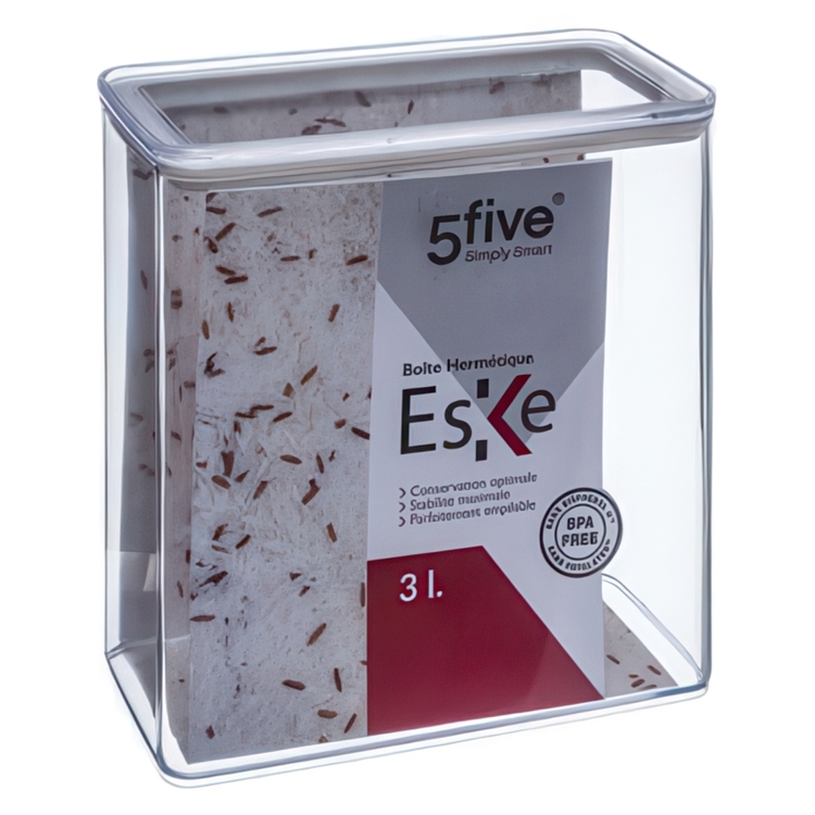 Airtight container, Rectangular, 3 L, ESKE LARGE, 20,4 x 10,4 x H 20,5 cm, Clear / White