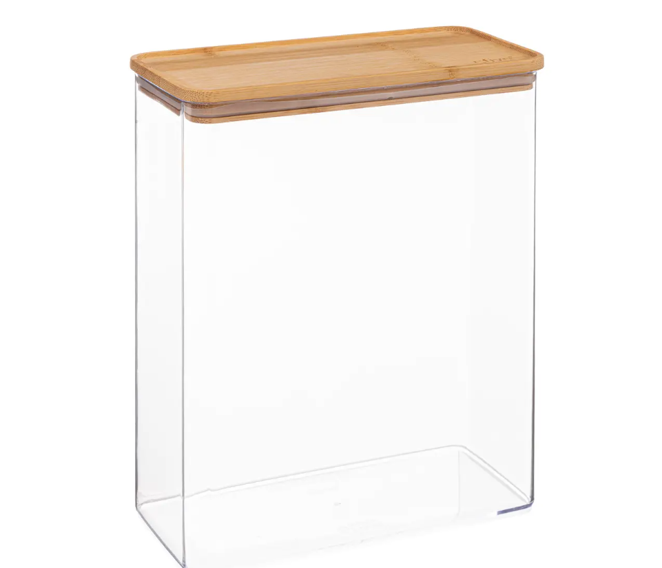 Airtight container, Rectangular, 4,3 L, ESKE BAMBOO XL, 20,4 x 10,4 x H 27,2 cm, Clear / Nature
