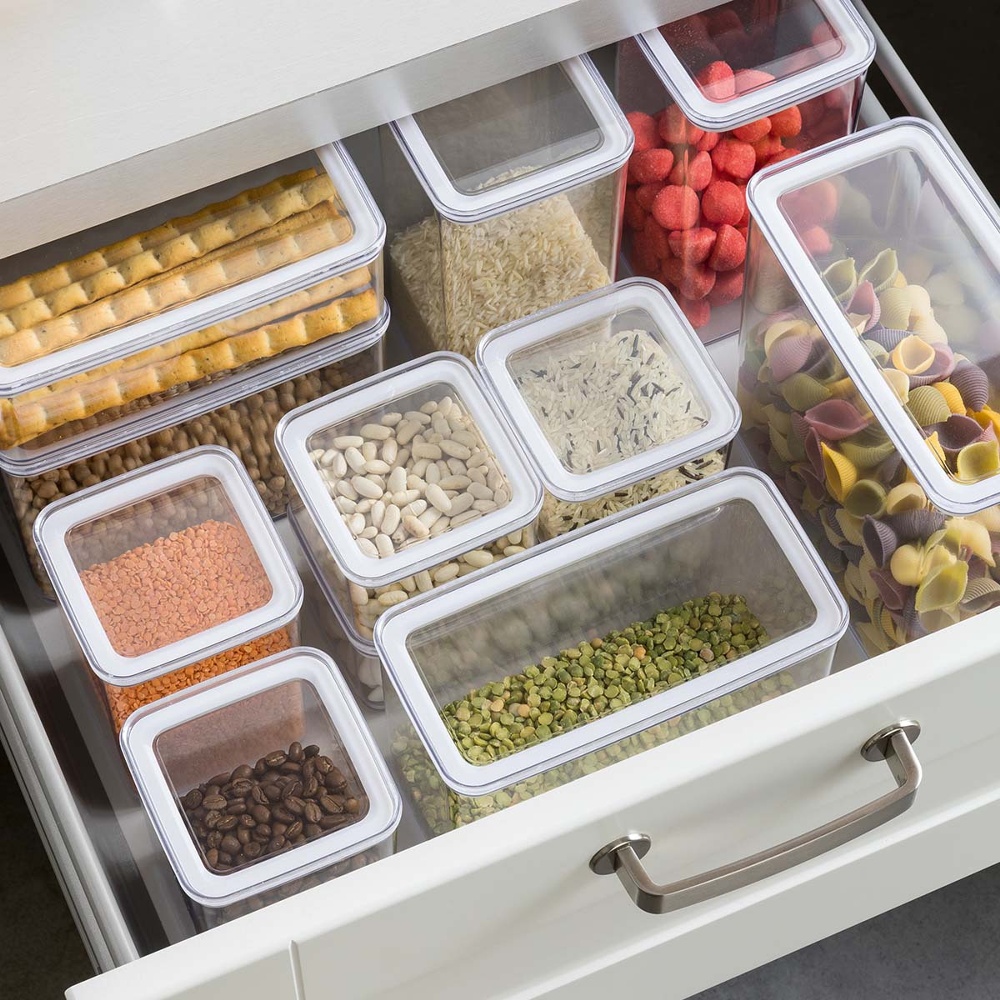 Airtight container, Rectangular, 4,3 L, ESKE XL, 20,4 x 10,4 x H 27,2 cm, Clear / White