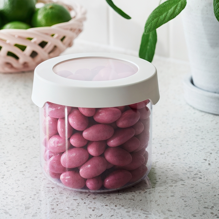 Transparent container, Airtight, Round, 0,75 L, VISION, Ø 11,5 x H 10 cm, Clear / White