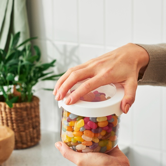 Transparent container, Airtight, Round, 0,75 L, VISION, Ø 11,5 x H 10 cm, Clear / White