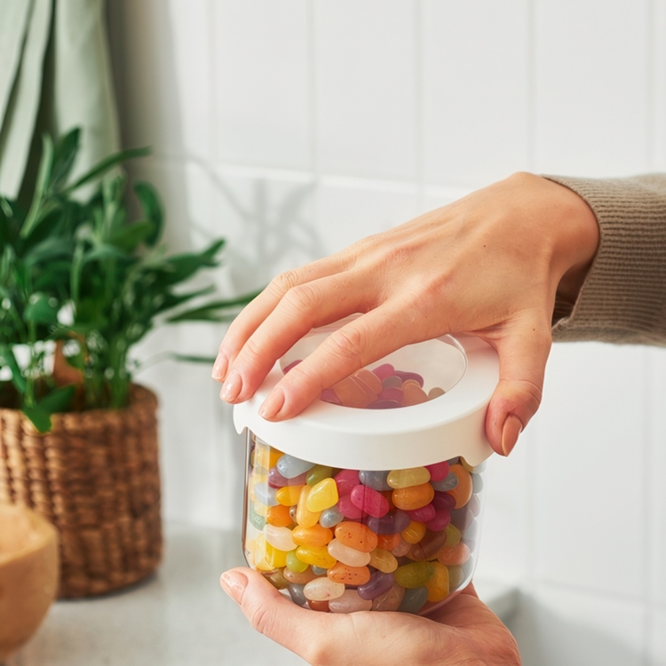 Transparent container, Airtight, Round, 0,75 L, VISION, Ø 11,5 x H 10 cm, Clear / White