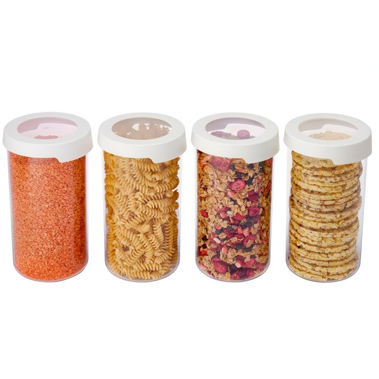 Transparent container, Airtight, Round, 1,45, VISION, Ø 11,5 x H 20 cm, Clear / White