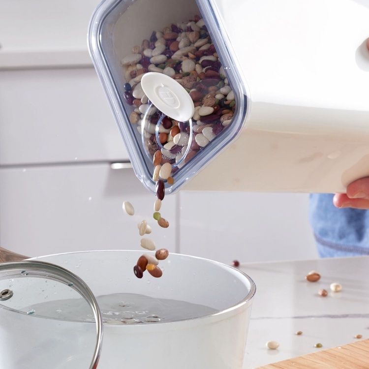 Airtight Container, iD POUR LID LARGE CANISTER, 12,1 x 16,2 x H 22,2 cm, White / Transparent