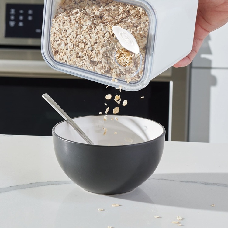 Airtight Container, iD POUR LID MEDIUM CANISTER, 12 x 16,5 x H 22,5 cm, White / Transparent