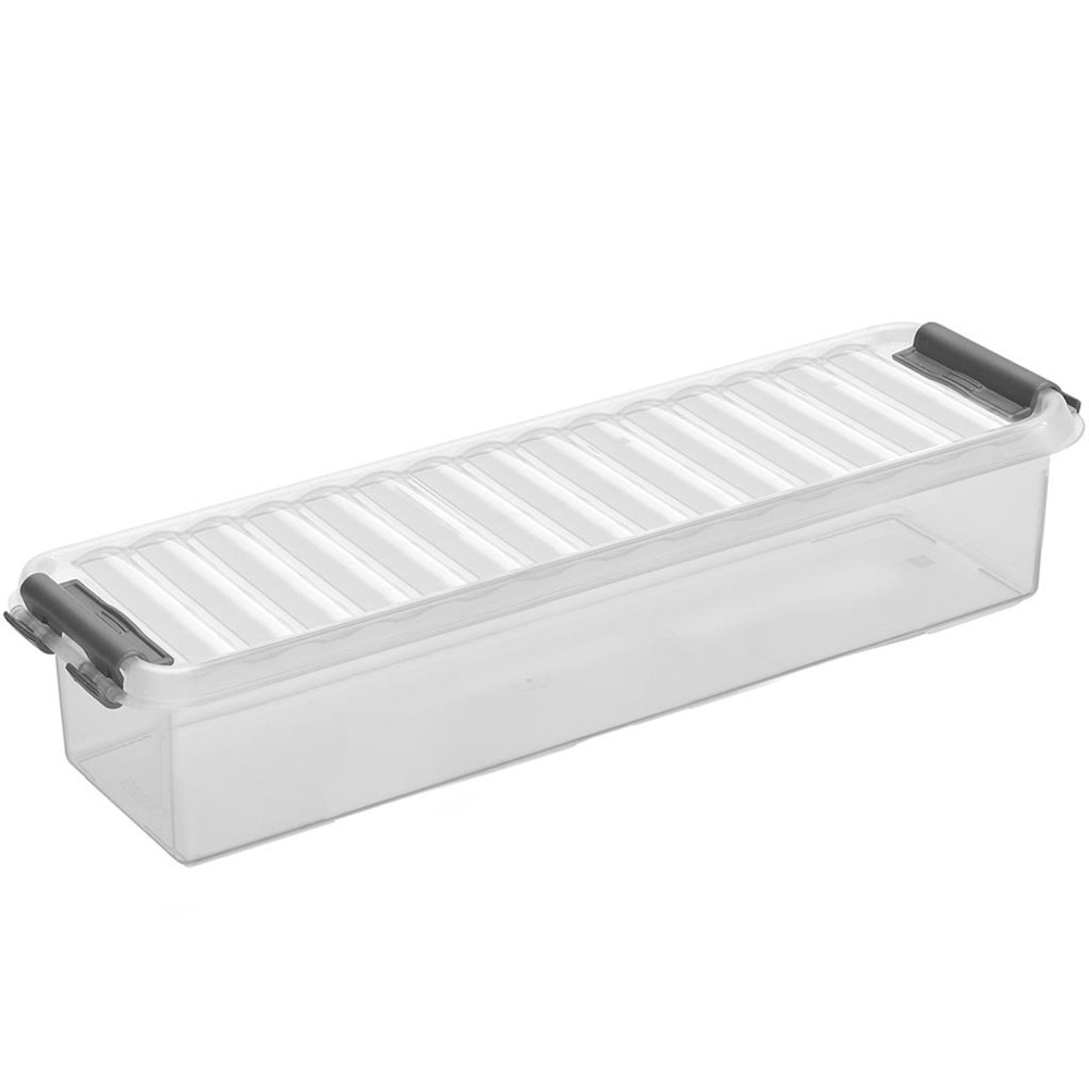 Small Box, Slim, 0,9L, Q-LINE, 27 x 8,6 x H 6 cm, Clear / Silver Grey