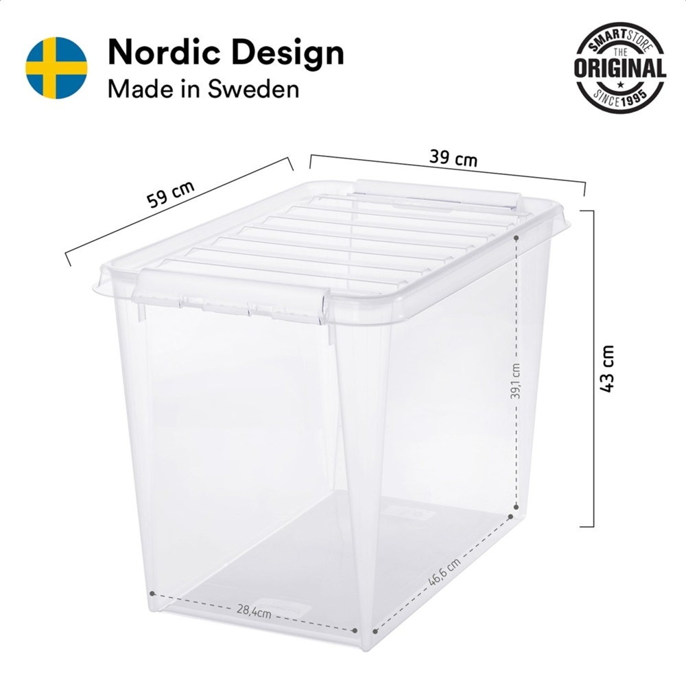 Storage Box, SMARTSTORE 66L RECYCLED XL, 59 x 39 x H 43 cm, Grey