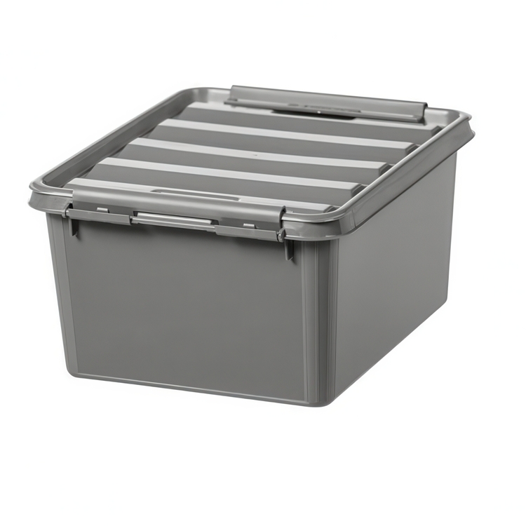 Storage Box, Recycled plastic, SMARTSTORE 14L RECYCLED, 40 x 30 x H18 cm, Grey