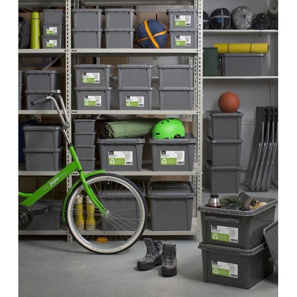 Storage Box, Recycled plastic, SMARTSTORE 14L RECYCLED, 40 x 30 x H18 cm, Grey