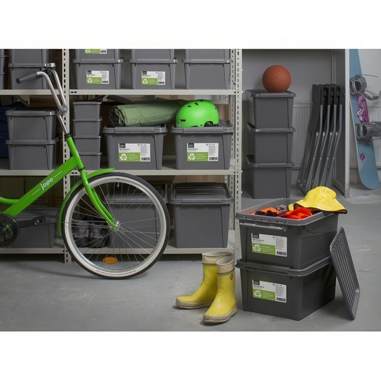 Storage Box, Recycled plastic, SMARTSTORE 14L RECYCLED, 40 x 30 x H18 cm, Grey