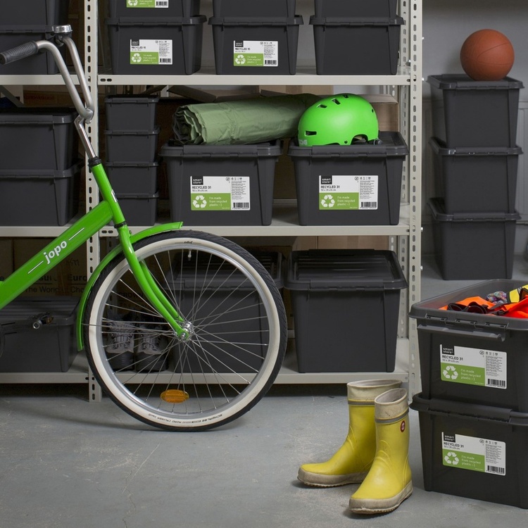 Storage Box, Large, SMARTSTORE 46L RECYCLED, 59 x 39 x H31 cm, Grey