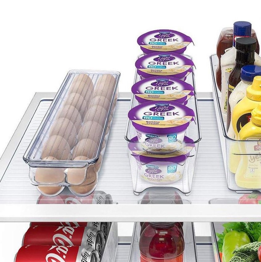 Fridge storage with lid, for 14 Eggs, Slim, RANGEMENT FRIGO, 37 x 11 x H 7,6 cm, Clear