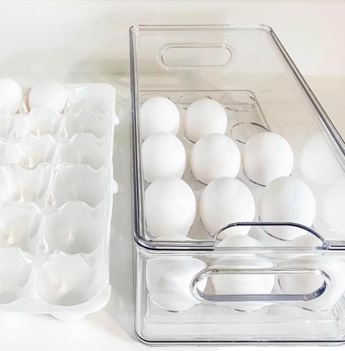 Container for 15 Eggs, THE HOME EDIT EGG BIN, 15,2 x 30,5 x H10,8 cm, Transparent