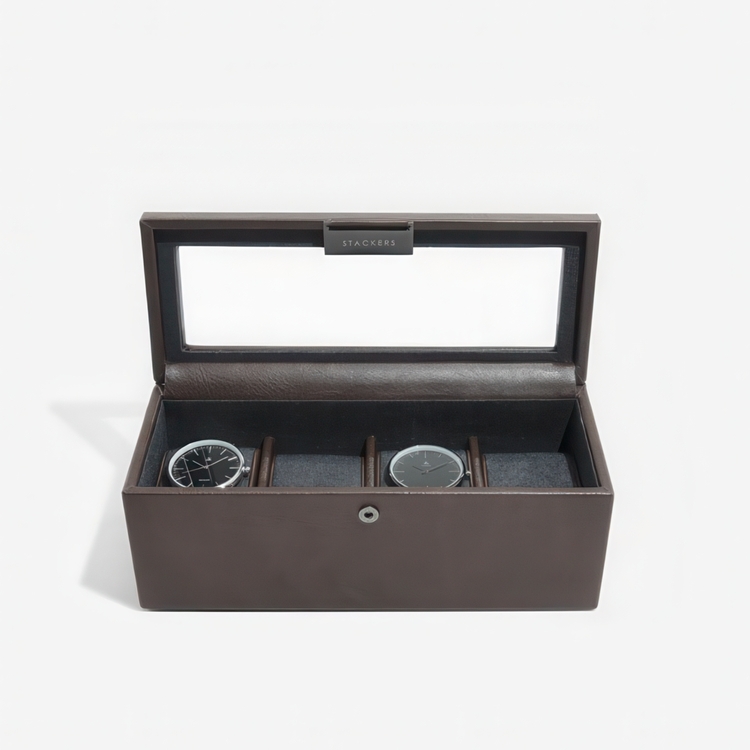 Watch Box with glas lid, Oblong, STACKERS WATCH BOX, 24,5 x 10 x H 9,5 cm