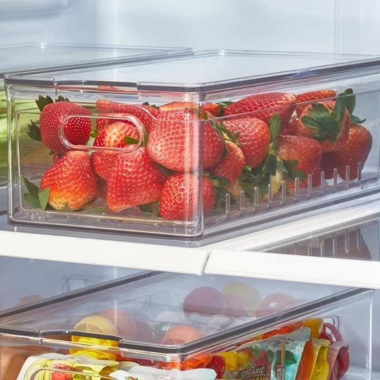 Storage Box with colander , THE HOME EDIT LARGE BERRY BIN, 15,2 x 30,5 x H10,8 cm, Transparent