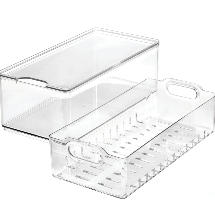 Storage Box with colander , THE HOME EDIT LARGE BERRY BIN, 15,2 x 30,5 x H10,8 cm, Transparent