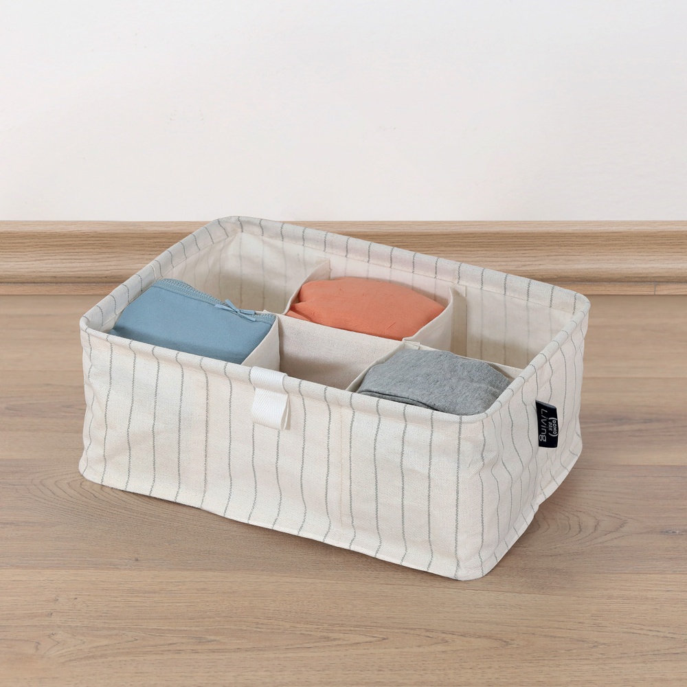 Drawer Organizer, 6 Compartments, TIVOLI COLLECTION, 32 x 23 x H 19 cm, Off White
