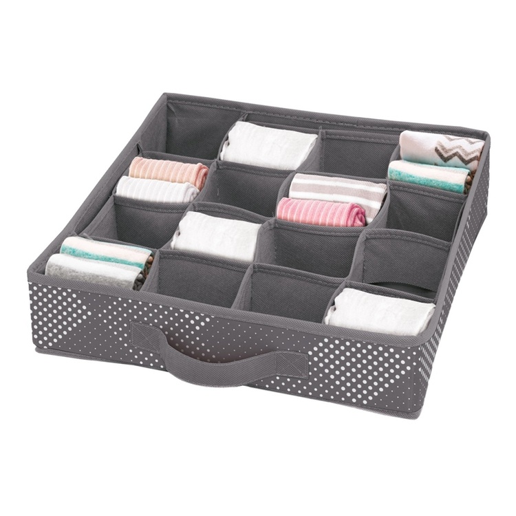 Dresser organizer 16 compartments, PIXEL DRAWER ORGANISER, 32 x 32 x H 8 cm, Grey