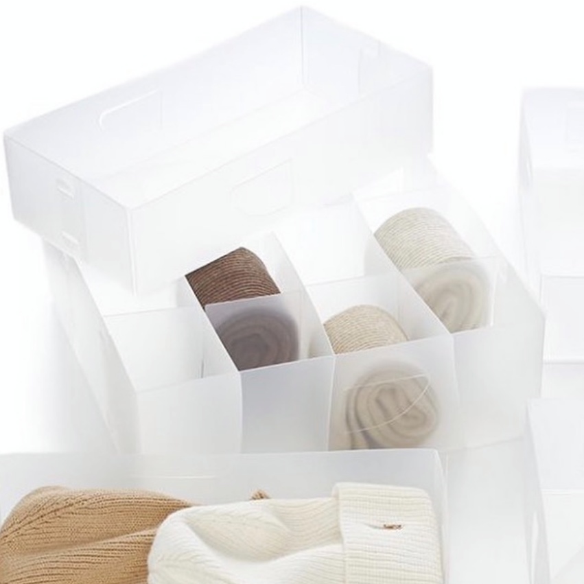 Drawer Organizer, 12 compartments, DIVISORI PER CASETTI, 30 x 30 x H8 cm, Transparent white