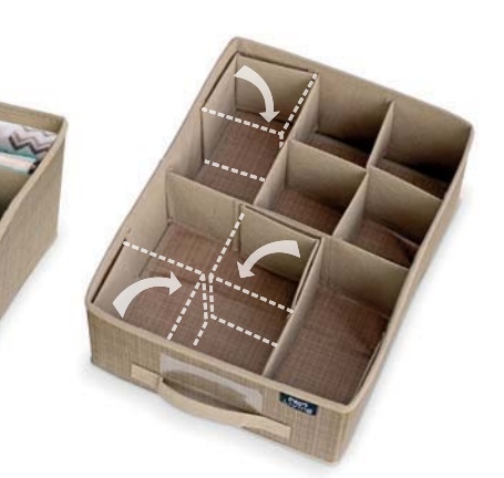Dresser organizer, Adjustable compartments, VITA ECO DRAWER ORGANISER, 35 x 26,5 x H 12 cm, Brown