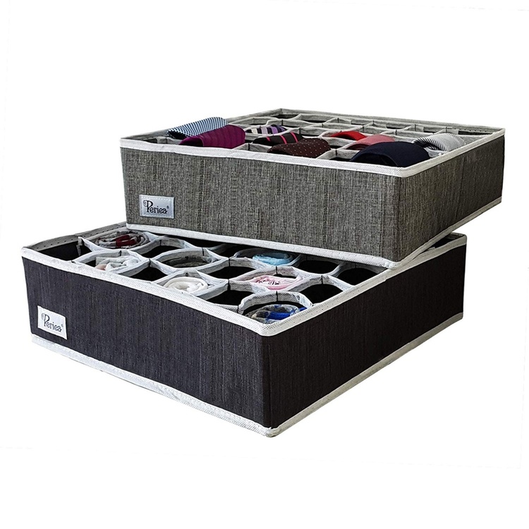 Drawer organiser, 30 compartments, OLA, 34 x 32 x H10cm, Dark grey