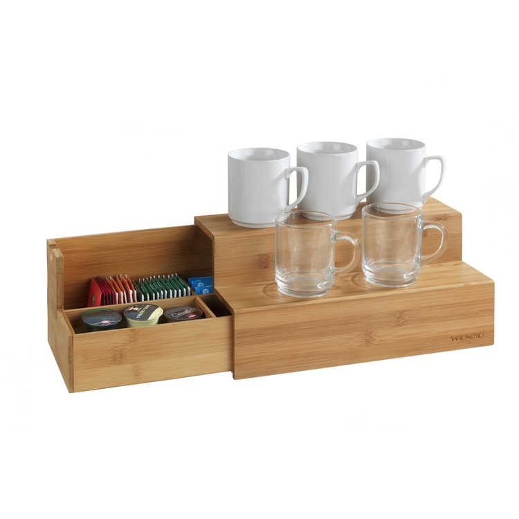 Staircase storage for tea bags, BAMBOO, 33 x 15 x H 17,5 cm, Brown