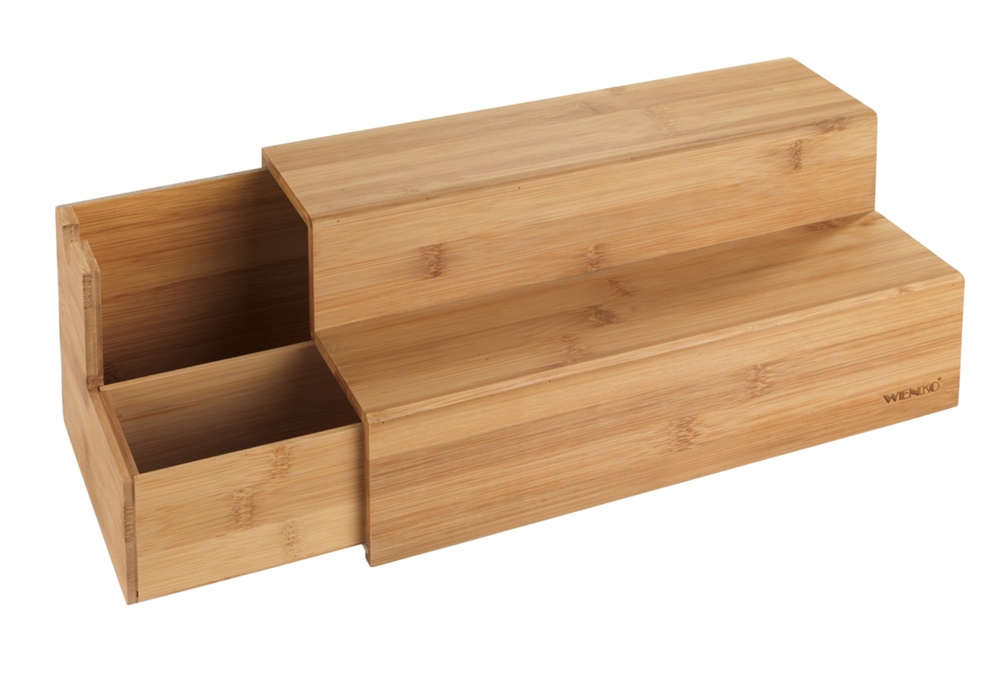 Staircase storage for tea bags, BAMBOO, 33 x 15 x H 17,5 cm, Brown