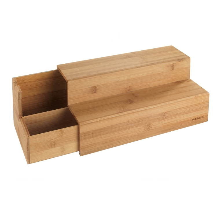 Staircase storage for tea bags, BAMBOO, 33 x 15 x H 17,5 cm, Brown