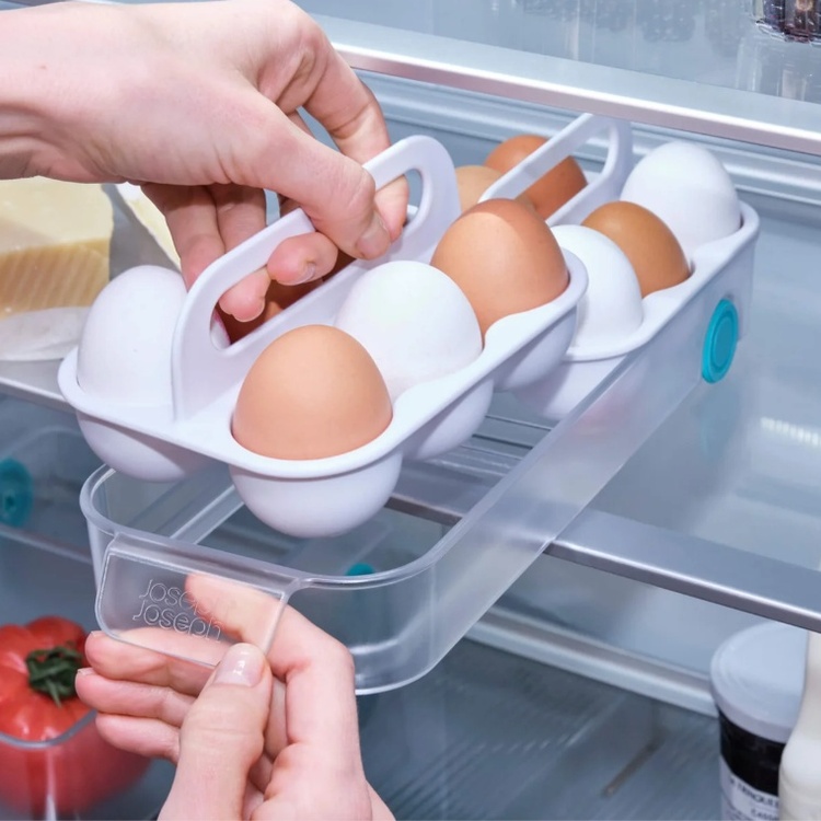 Storage box with wheels, JOSEPH JOSEPH EGG STORAGE CADDY, 11,9 x 32 x H 9 cm, White