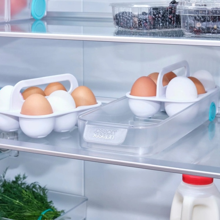 Storage box with wheels, JOSEPH JOSEPH EGG STORAGE CADDY, 11,9 x 32 x H 9 cm, White