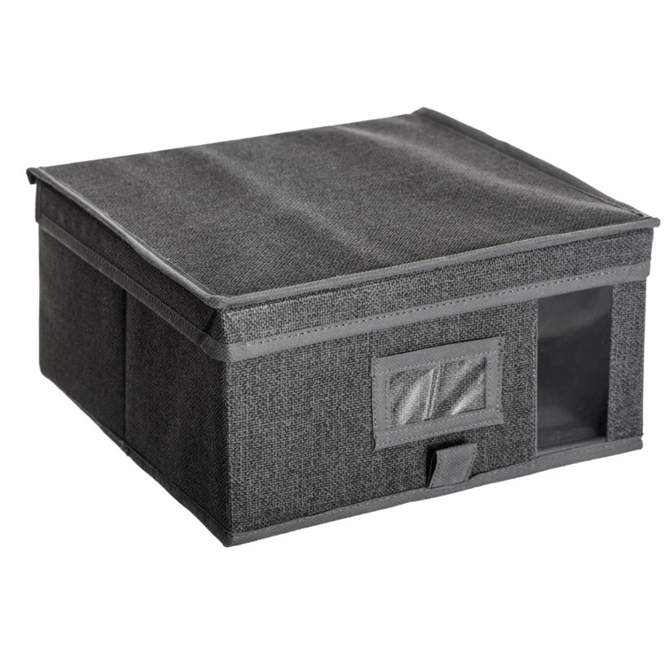 Box with lid, ORSO STORAGE BOX SMALL, 30 x 30 x H 15 cm, Dark Grey