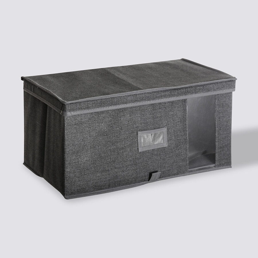 Box with lid, ORSO STORAGE BOX XL, 50 x 30 x H 25 cm, Dark Grey