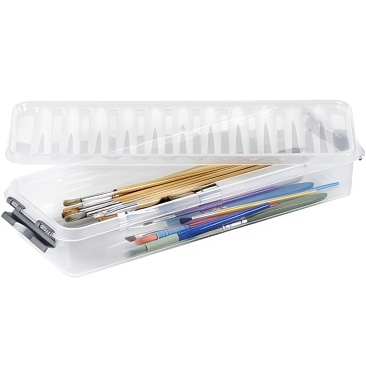 Box, Slim, 2,5L, Q-LINE, 38,8 x 14,2 x H 6,5 cm, Clear / Silver Grey